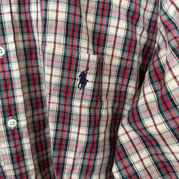 Ralph Lauren Plaid Mens BIG Shirt Medium 100% Cotton Blue Pony Preppy Academic - Picture 4 of 8